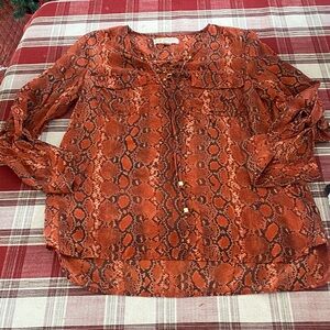 Michael Kors Orange Snake Print Blouse